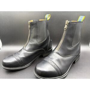 Moretta Womens Paddock Boots Size 7 Black Leather Zip Equestrian Riding Boots